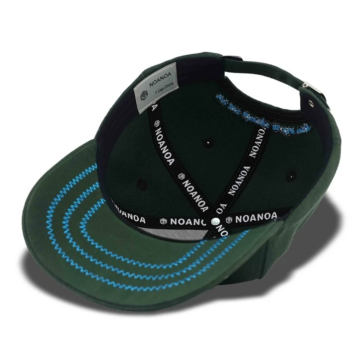 Dark Green Brand Woven Label Patch Baseball Cap